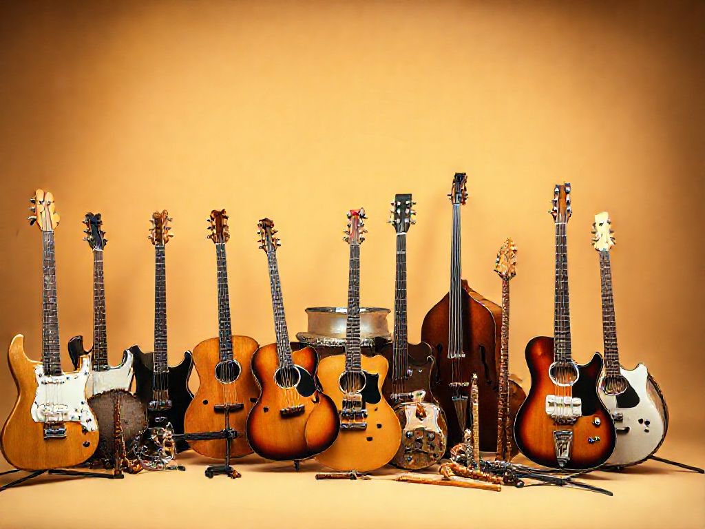 A collection of quality musical instruments displayed together
