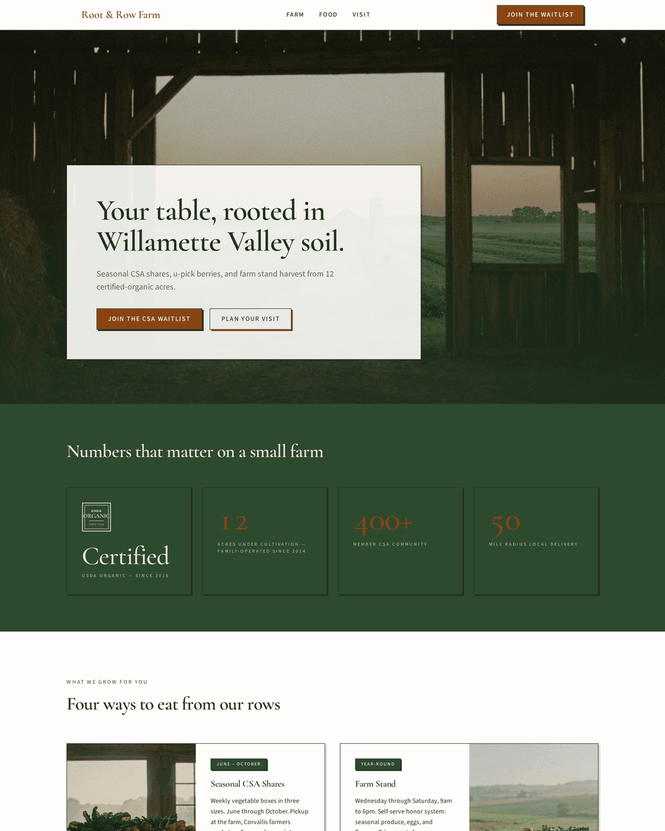 Organic Farm Landing Page Templates | PageKiss