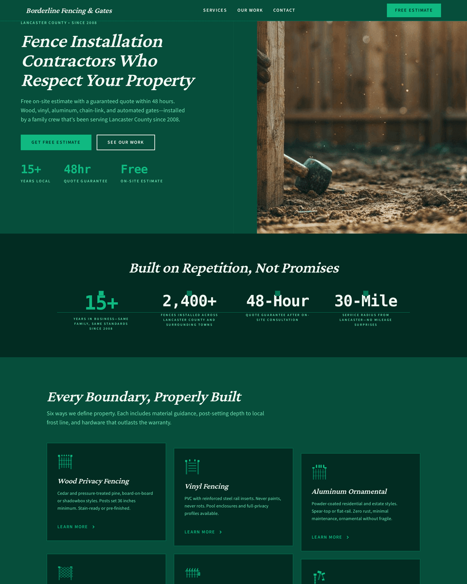 Site Layout Map Example Top Fencing Landing Page Examples | PageKiss