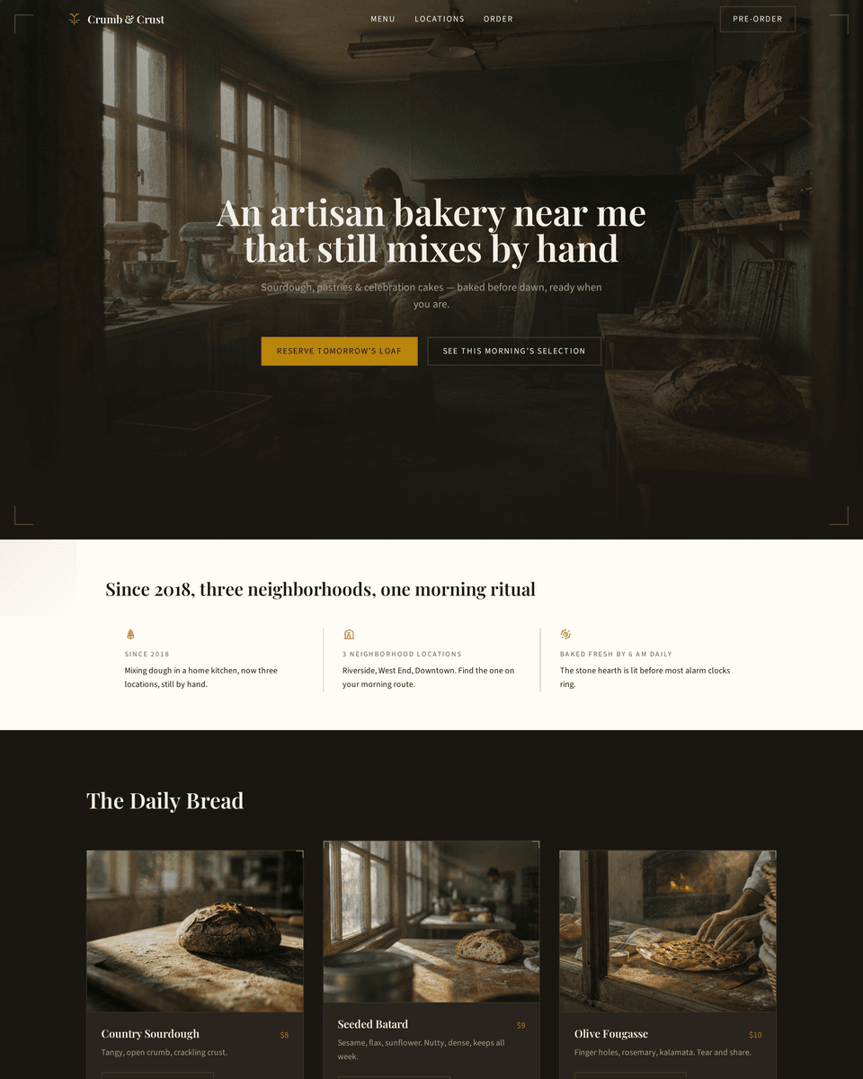Postcard Example Portrait Playful Illustrated Bakery Landing Page Designs | PageKiss